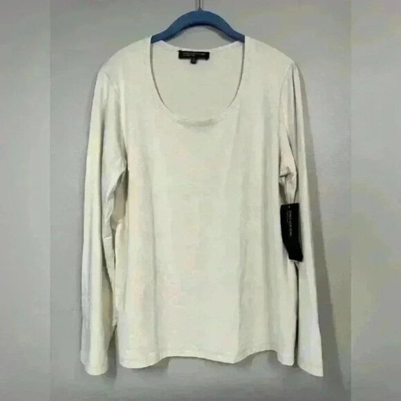 Jones New York Tops - NWT Jones New York Ivory Long Sleeve Tee XL Stretch Classic Minimalist Basic